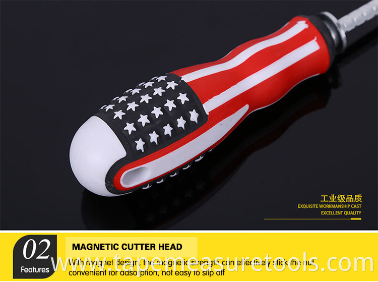 U.S. flag handle multipurpose screwdriver Telescopic slotted screwdriver with magnetic Phillips screwdriver